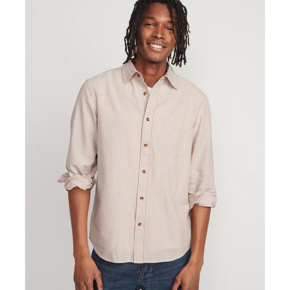 men’s old navy neutral striped oxford shirt